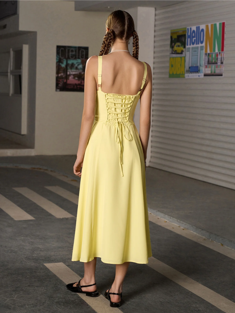 Claudia - Ruched Bust Split Thigh Cami Dress