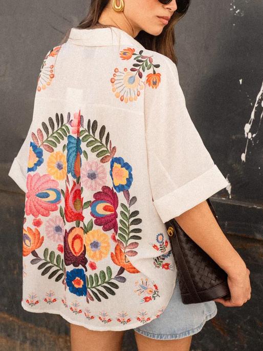 Carla - Floral Print Short-Sleeved Shirt