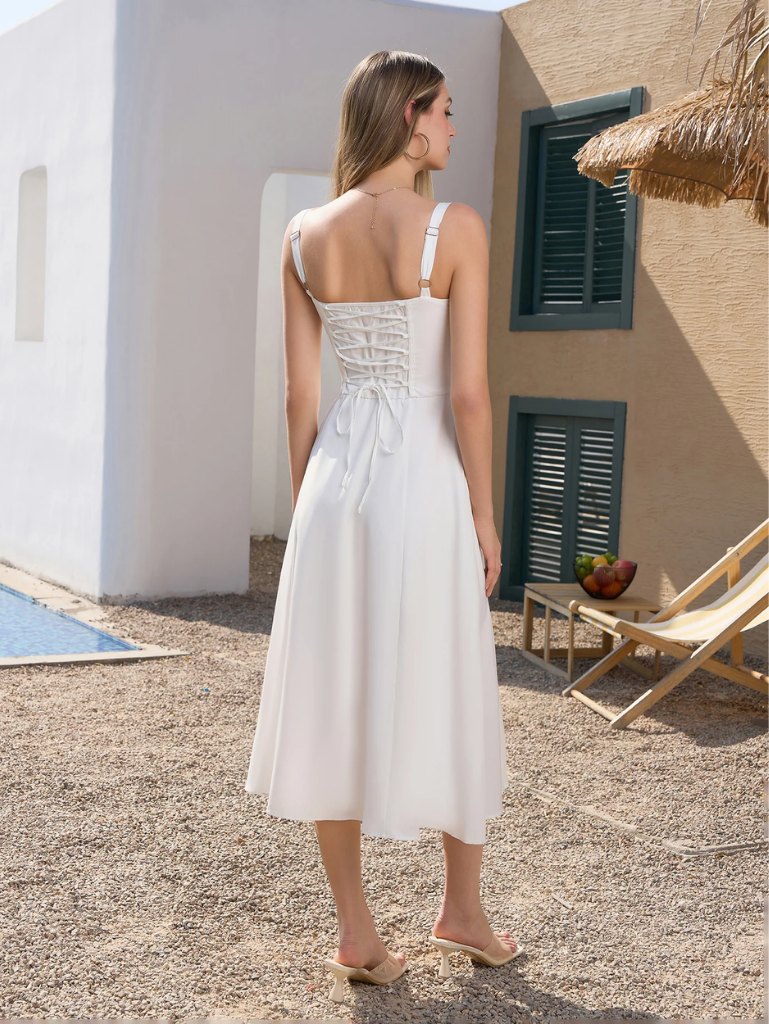 Claudia - Ruched Bust Split Thigh Cami Dress