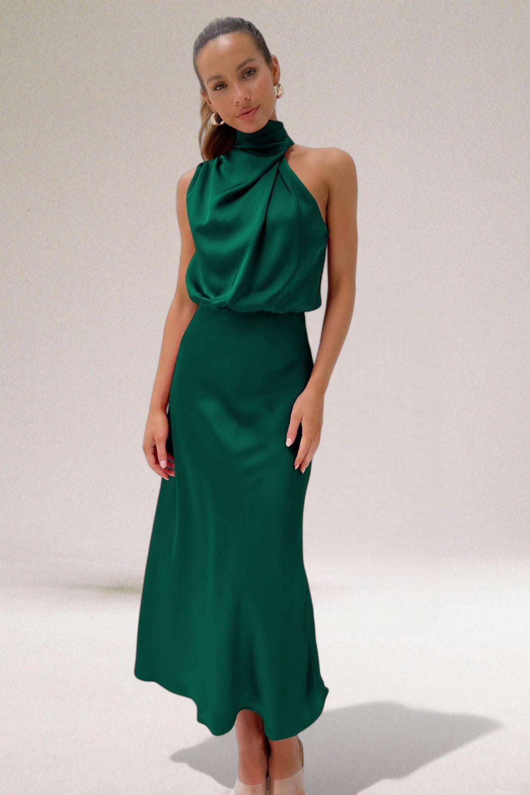Flavia | Glamorous Satin Halter Dress