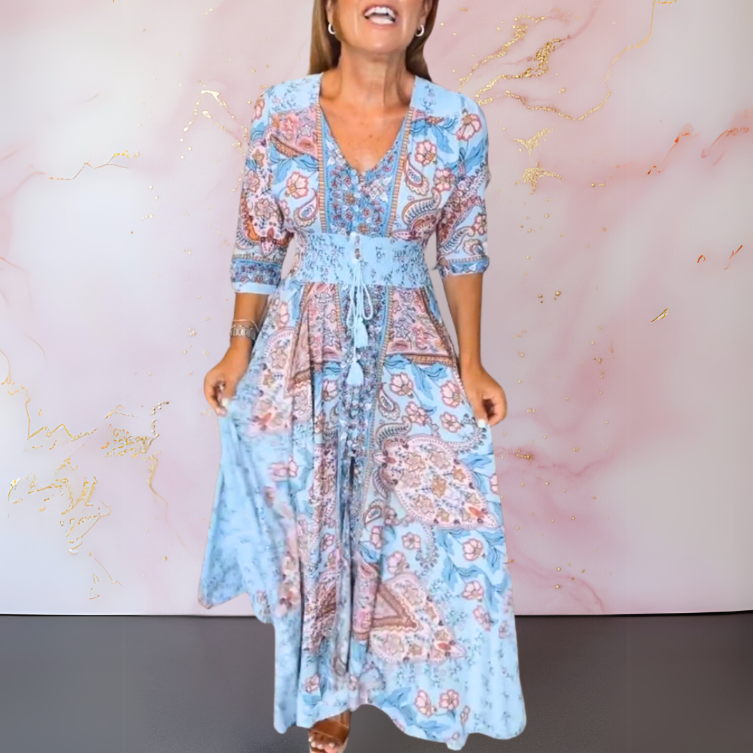 Marga |  Elegant summer Maxi dress with v-neck