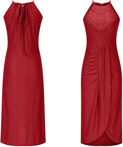 Pamela – Embroidered Bandeau Maxi Dress with Asymmetrical Hem