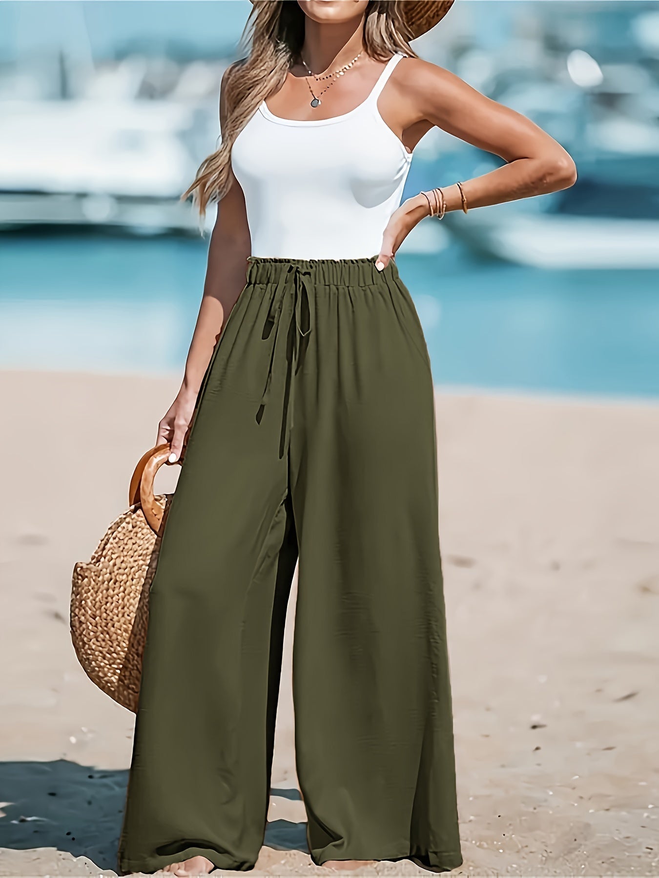 Rani  | High-Waisted Drawstring Palazzo Pants