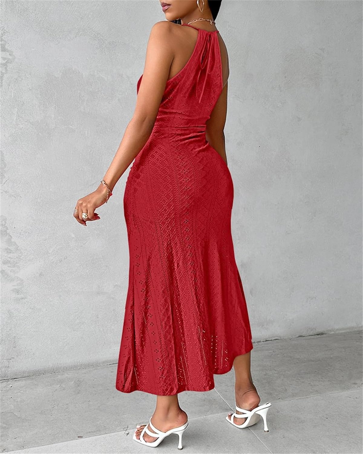 Pamela – Embroidered Bandeau Maxi Dress with Asymmetrical Hem