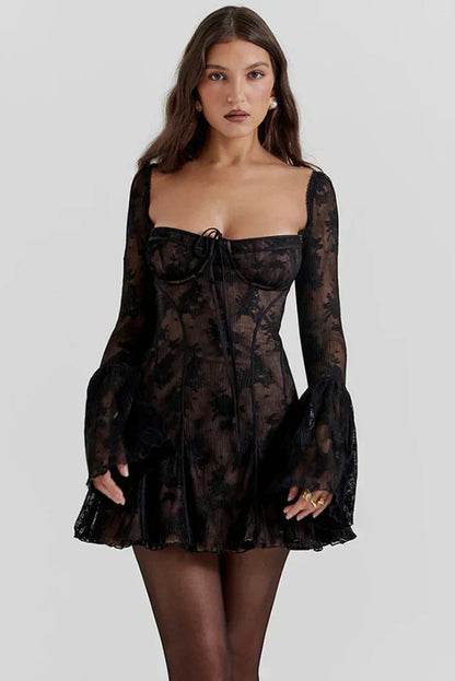 Mabel | Long Sleeved Lace Mini Dress