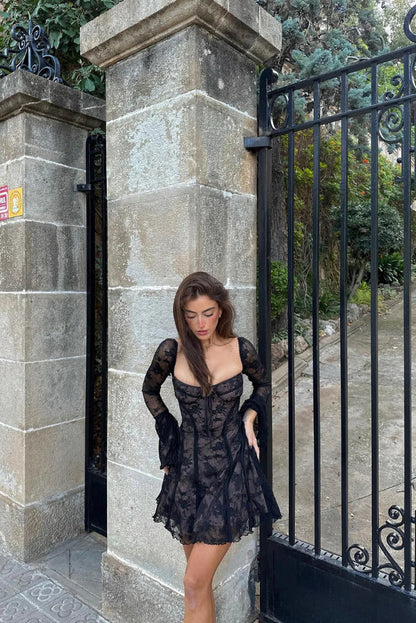 Mabel | Long Sleeved Lace Mini Dress