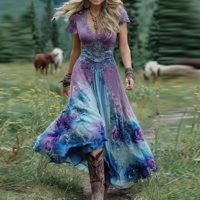 Celestine | Fitted and flowing floral dress