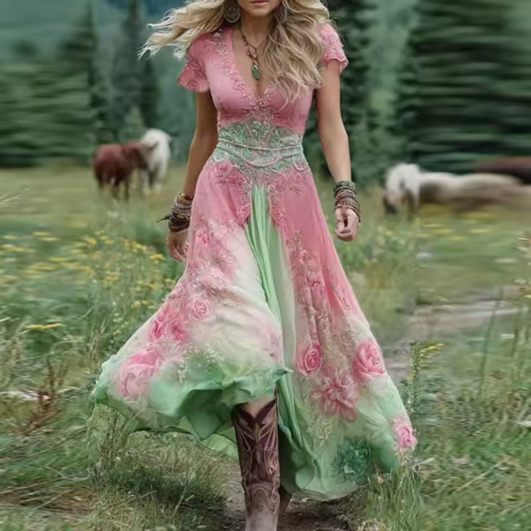 Celestine | Fitted and flowing floral dress