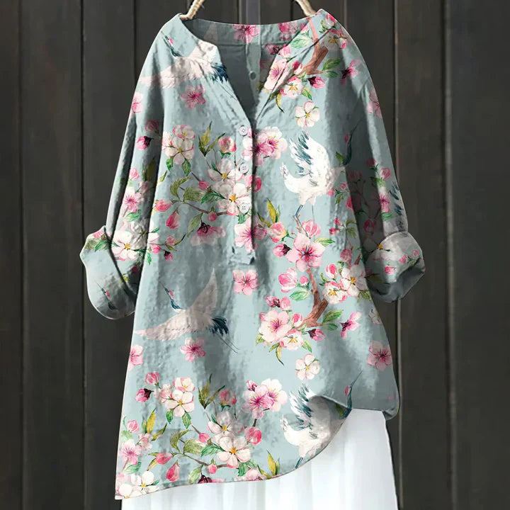 Reece | Stylish Floral Button-Up Tunic Shirt