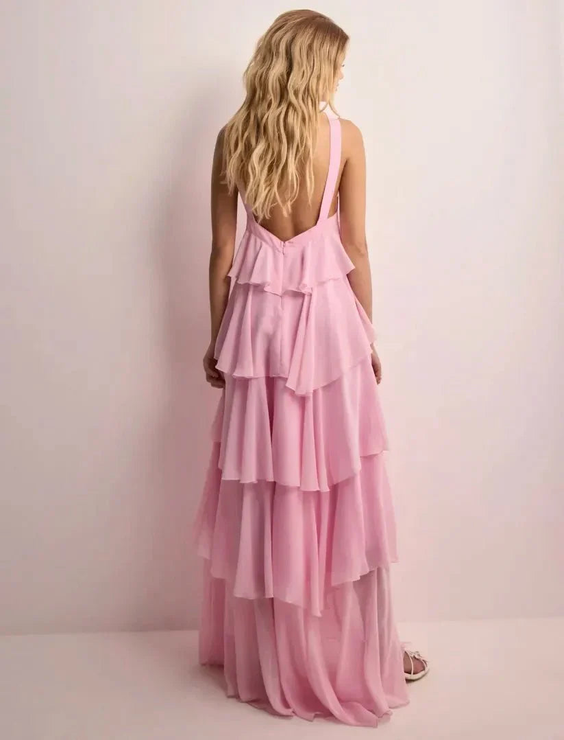 Amira | Ruffle Backless Maxi Dress