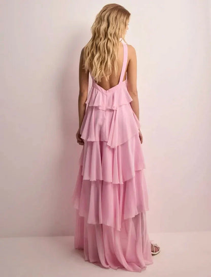 Amira | Ruffle Backless Maxi Dress