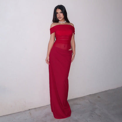 Maisy | Off-Shoulder Mesh Maxi Dress