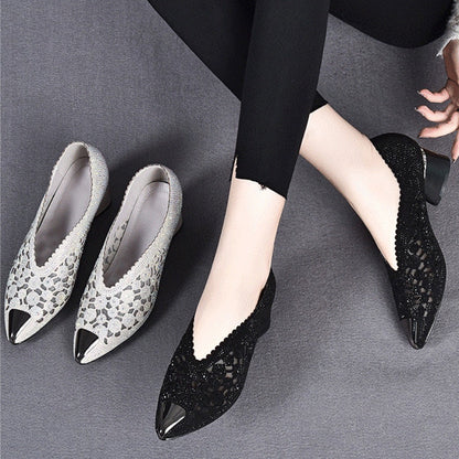 Jane  | Elegant Pointed Toe Flat Shoes with Crystal Detailing