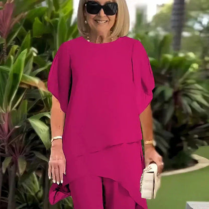 Carly | Chic Asymmetrical Top and Pants Set