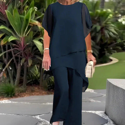 Carly | Chic Asymmetrical Top and Pants Set