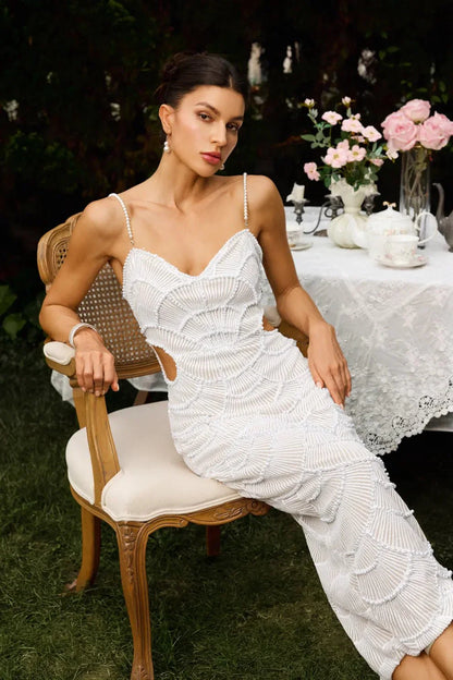 Stormi | Pearl Sequin Midi Dress