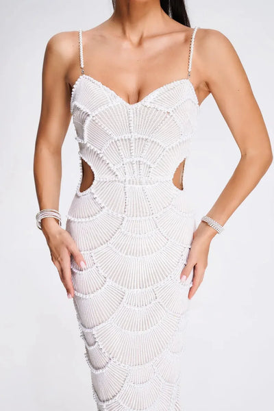 Stormi | Pearl Sequin Midi Dress