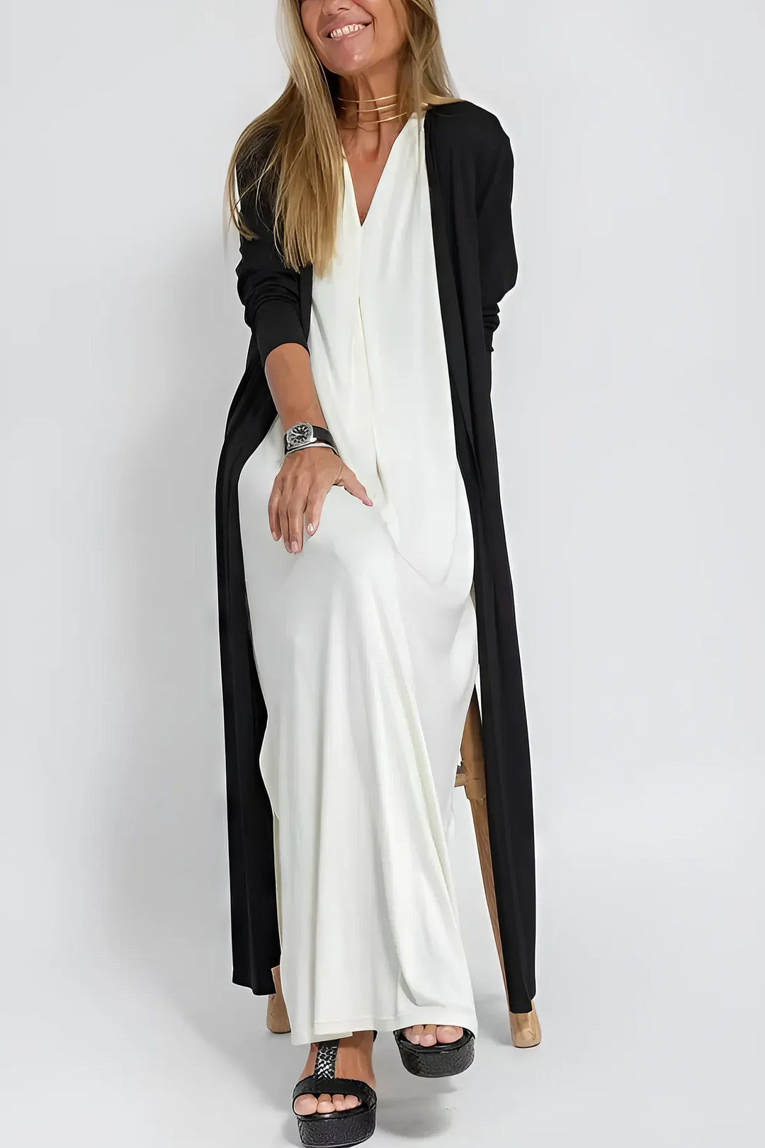 Ava | Elegant long dress + cardigan