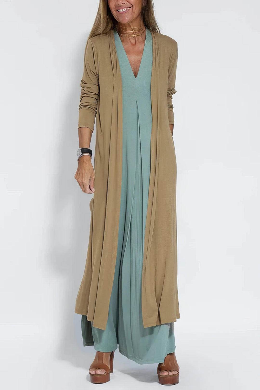 Ava | Elegant long dress + cardigan